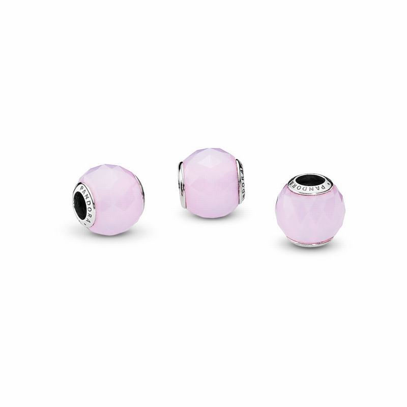 Pandora Geometric Facets Charm Ireland - Sterling Silver/Pink/Crystal - 780153CVR